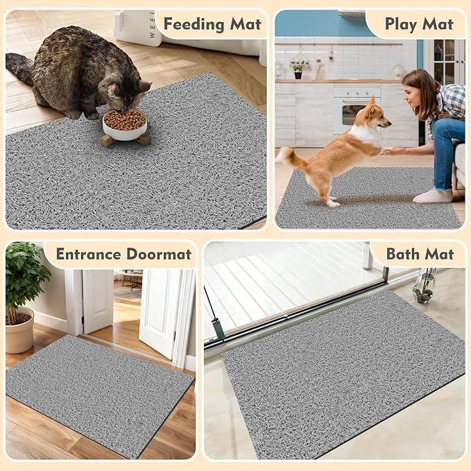 Bohemian Kitty Litter Mat 24"x17",Non-Slip Litter Box Mat, Washable Cat Litter Rug Catcher,Double-Layer Litter Trapping Mat for Scatter Control, Easy Clean Cat Food Mat & Floor Protector