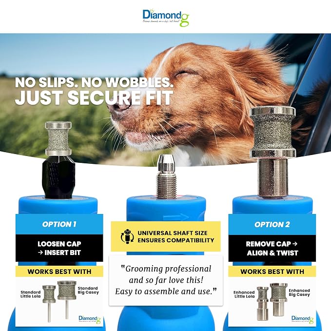 Diamondg Cordless Dog Nail Grinder - Quiet Sound with LED Light, Blue | 5-Speed Rechargeable Pet Nail Trimmer for Small & Large Dogs, USB-C Charging, 4hrs. Runtime, Painless Dog Nail Grinding Kit