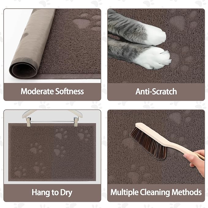 Darkyazi Cat Litter Box Mat for Floor Litter Trapping Mat Non-Slip Backing, Scatter Control, Easy Clean, Water Resistant, Soft on Paws (15.75" x 11.75",Coffee)