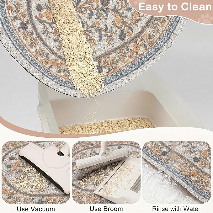 Bienbee Cat Litter Mat, 24" x 15" Dense Trapping Mesh for Litter Boxes | Litter Box Mat with PVC Mesh, Waterproof &Urineproof, Non-Slip Grip, Soft On Kitty Paws and Easy to Clean to Protect Floor