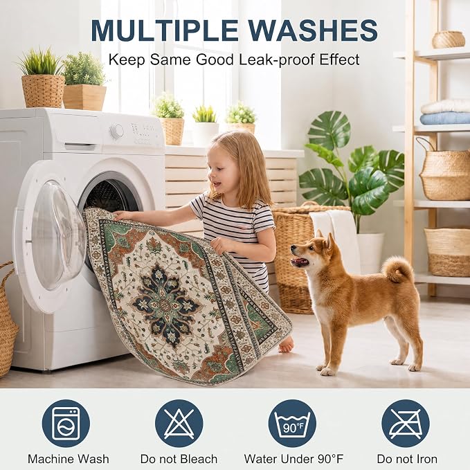 4PACK Washable Pee Pads for Dogs,Great Urine Absorbent Reusable Puppy Training Pads,Waterproof,Leak-Proof & Non-Slip Potty Pads for Whelping,Crate,Playpen,Bed.(Dark Teal Floral,18"x24")