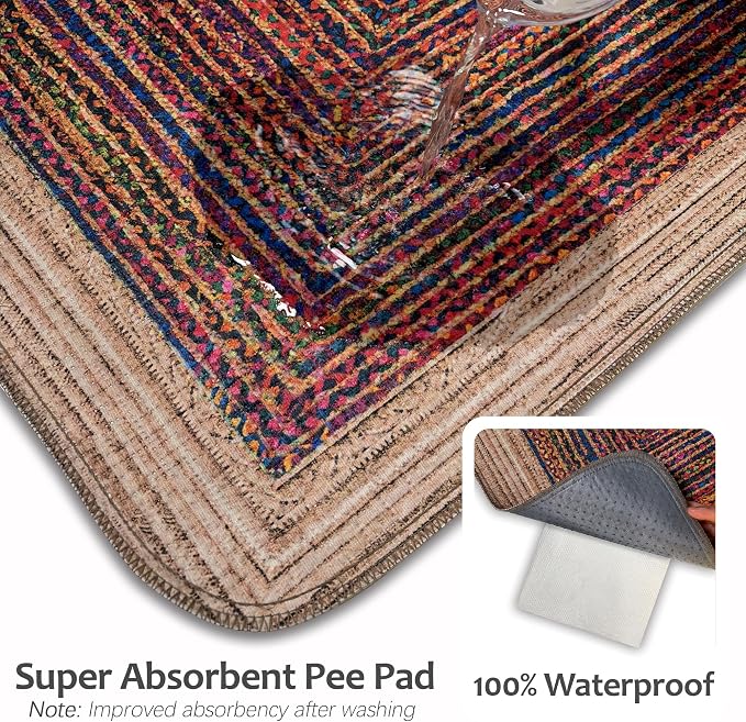 Washable Pee Pads for Dogs, Reusable Puppy Potty Training Pads, Ultra-Absorbent Thick Waterproof Leak-Proof Non-Slip Pads & Mat for Crate, Playpen, Floor, Whelping & Housebreaking , 2 Pack 54"x54"