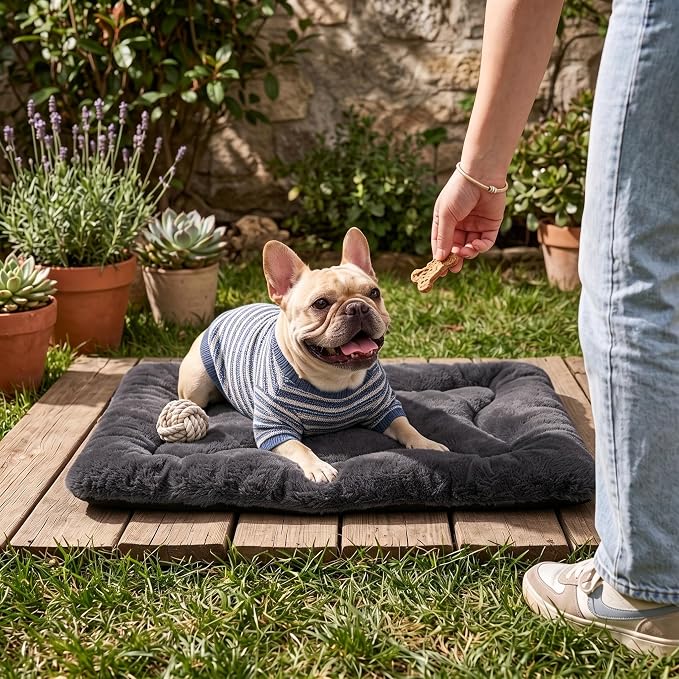 Dog Bed 30" for Metal Crate Pad, Washable Kennel Mat for Medium Dogs & Pets | Soft faux rabbit fur, non-slip,machine wash/dry, plush cushioning, for crates, floors & travel, multiple sizes for all breeds