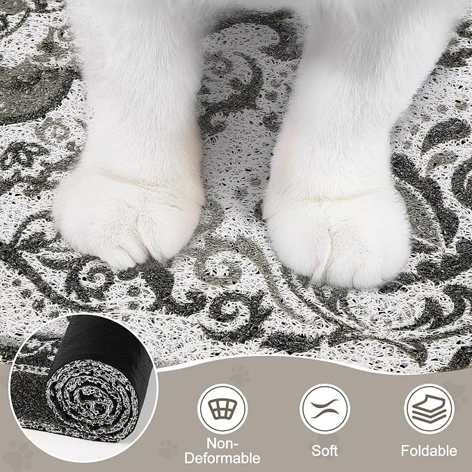 Unicorn Catcher 40"x30" Cat Litter Mat Non-Slip Washable Litter Box Mat | High-Density PVC Litter Catcher Mat Efficiently Traps Scattered Litter From Paws To Keep Floors Clean