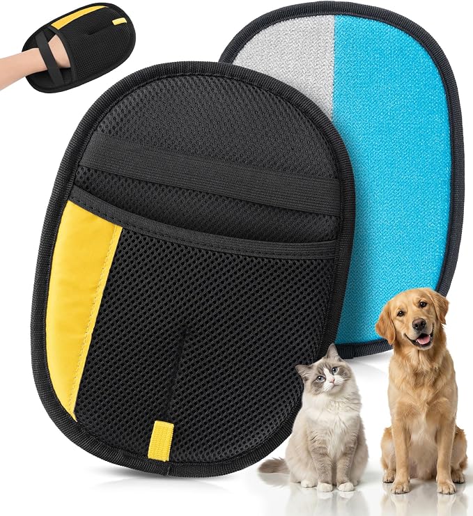 Pet Hair Removal Glove for Dogs & Cats - Upgraded Reusable Electrostatic Pet Hair Glove, Pet Hair Remover Tool for Laundry, Couch, Carpet & Car Seat, Gentle Grooming Mitt