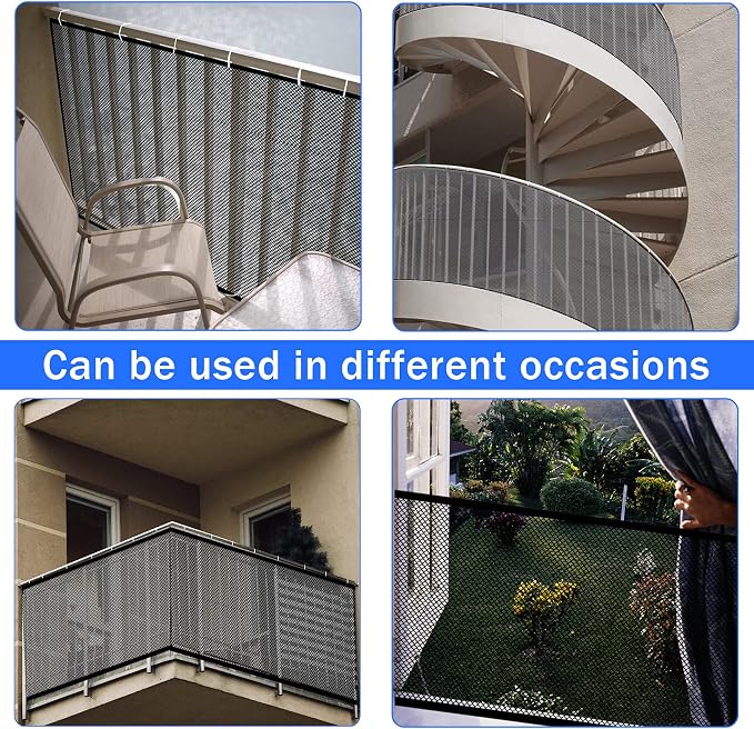 Baby Gate for Stairs, Banister Guard for Kids, Pets, Toys, 32.8ft L x 2.66 ft H, Mesh Netting Safety Net for Balcony Rail Stair, Stairway Net Baby Safety Products for Indoor & Outdoor (Black