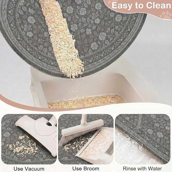 Bienbee Cat Litter Mat, 33" x 22" Dense Trapping Mesh for Litter Boxes | Litter Box Mat with PVC Mesh, Waterproof &Urineproof, Non-Slip Grip, Soft On Kitty Paws and Easy to Clean to Protect Floor