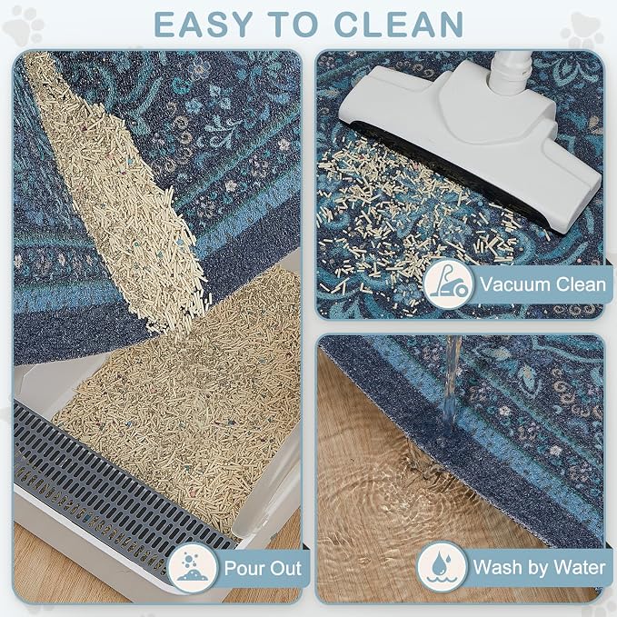 Unicorn Catcher 33"x22" Cat Litter Mat Non-Slip Washable Litter Box Mat | High-Density PVC Litter Catcher Mat Efficiently Traps Scattered Litter From Paws To Keep Floors Clean