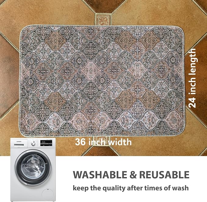 nunubaby Washable Pee Pads for Dogs, Stylish, Non-Slip and Leak-Proof Pee Pads. Reusable Potty Pads for Dogs for Crates and Floors.(Brown/Multi,24" x36" )
