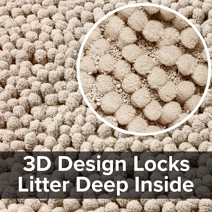 CatGuru Cat Litter Mat, Medium, Extra Large, XXL, Waterproof Litter Box Mat, Non Slip Kitty Litter Mat, Machine Washable Litter Trapping Mat, Soft Litter Tray, Cat Stuff (XXL, Sand/Heavy-Duty)