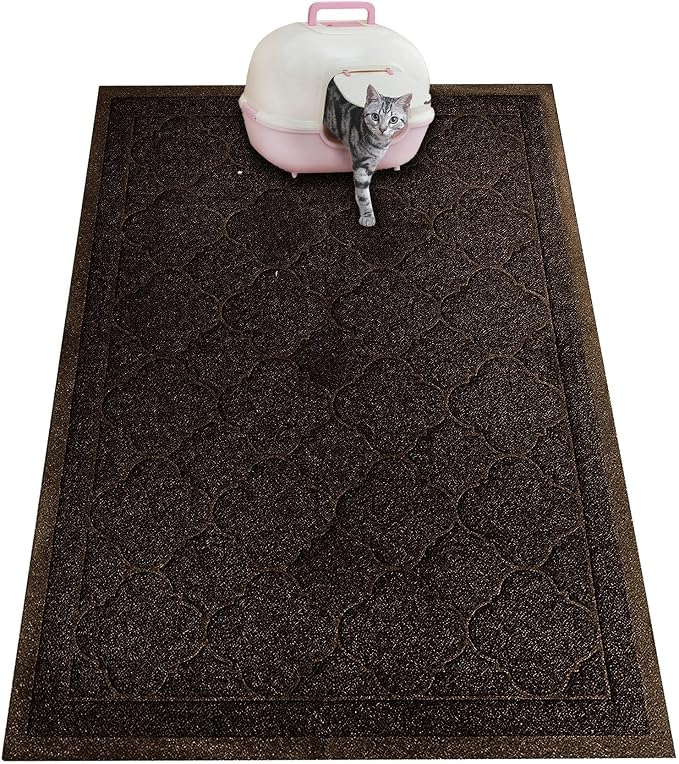 Cat Litter Mat Traps Litter from Litter Box XL Size 47"X36" Durable Trapping Rug, Non-Slip and Waterproof, Easy to Clean