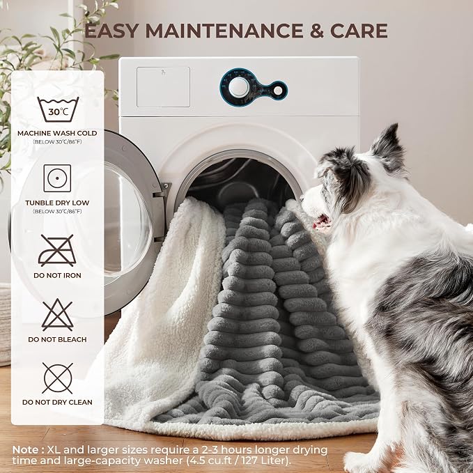 Waterproof Dog Blanket for Medium Dogs, Soft Corduroy Fleece Pet Blanket Washable, Dual-Sided Puppy Cat Blankets for Furniture Protection, Cozy Calming Couch Blanket for Doggy, 30"x40", Grey