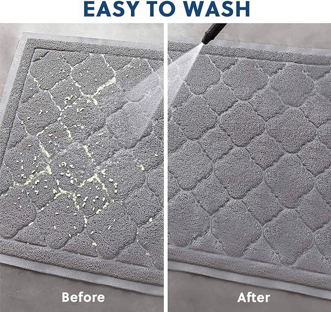 Cat Litter Box Mat, Kitty Premium PVC Pad, Durable Trapping Rug, Phthalate Free, Urine-Resistant, Scatter Control, L 35 x 23 Inch, Grey