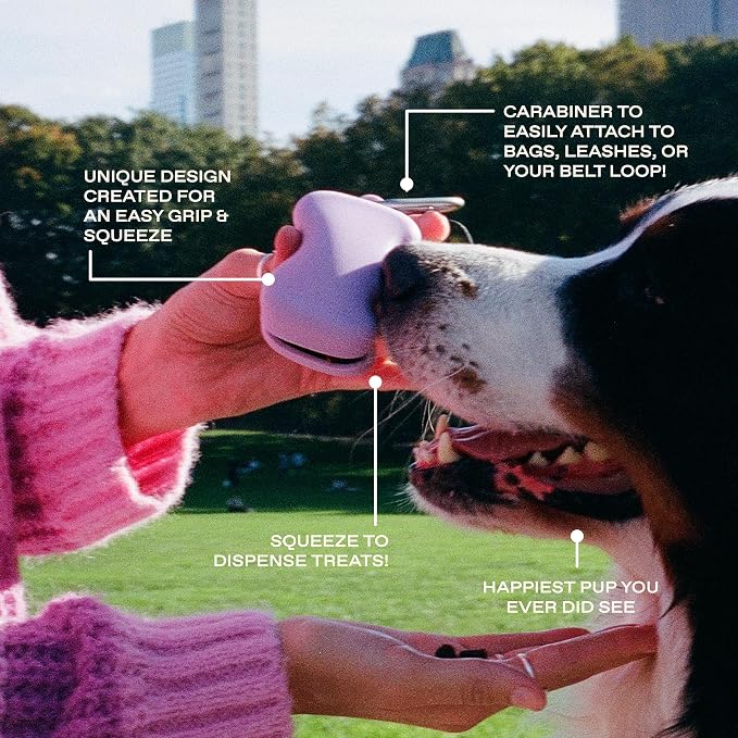 Springer Springland Dog Treat Pouch for Effort-Free Squeeze Dispensing - Easy-Fill, Food-Grade Silicone Treat Pouches for Pet Training - Includes Carabiner-Green