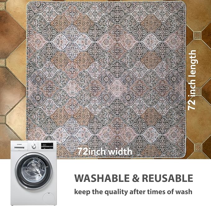 nunubaby 2PACK Washable Pee Pads for Dogs, Stylish, Non-Slip and Leak-Proof Pee Pads. Reusable Potty Pads for Dogs for Crates and Floors.(Brown/Multi,72" x72" )