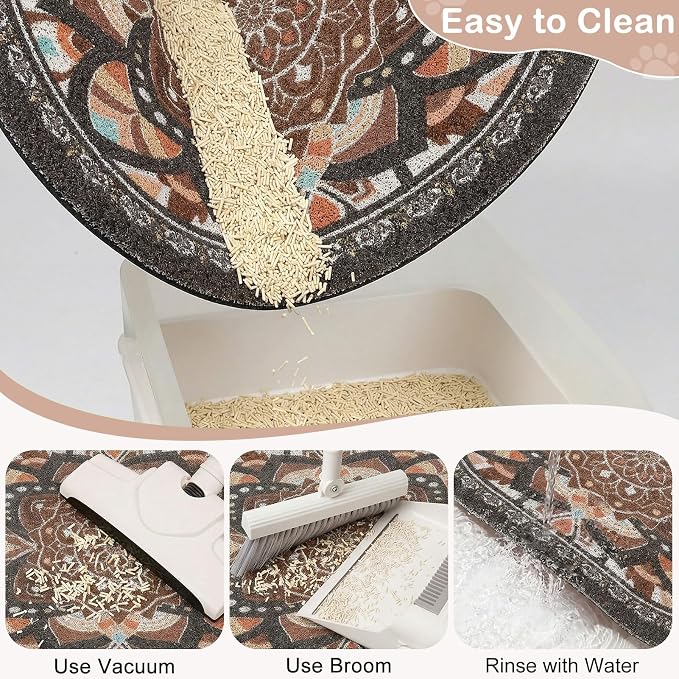 Bienbee Cat Litter Mat, 33" x 22" Dense Trapping Mesh for Litter Boxes | Litter Box Mat with PVC Mesh, Waterproof &Urineproof, Non-Slip Grip, Soft On Kitty Paws and Easy to Clean to Protect Floor