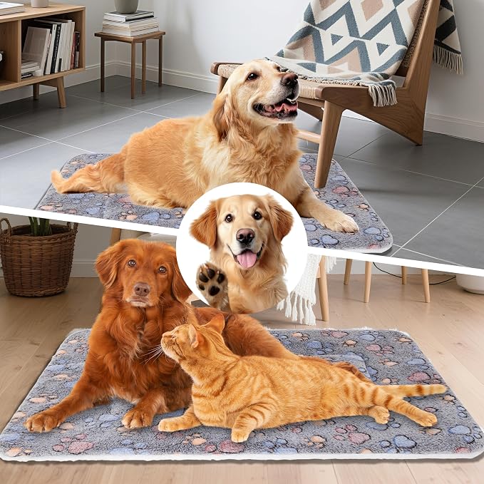 Dog Bed Mat,Soft Dog Kennel Pad with Cute Pattern (Gray Paw, M) | Multi-Size Durable & Machine Washable,Pet Pad for Dogs & Cats
