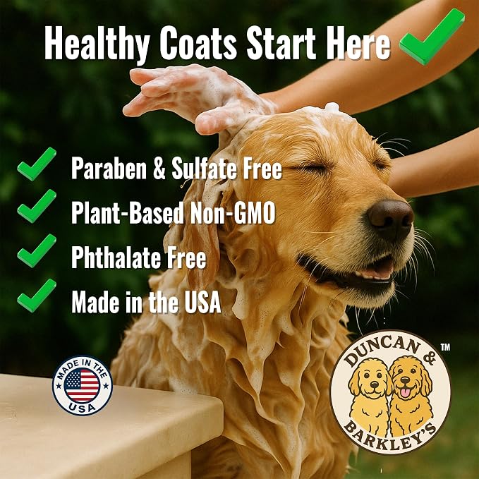 Duncan & Barkley’s Oatmeal & Aloe Dog Shampoo – Gentle Pet Wash for Sensitive, Itchy Skin - Tear-Free Formula - Cozy Vanilla Cupcake Scent - 16 oz