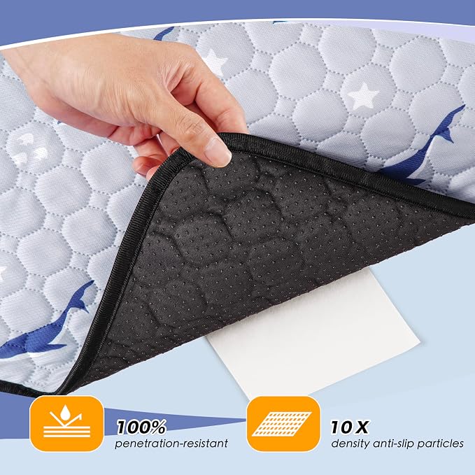 Washable Dog Pee Pads, Non-Slip Waterproof, 24 x 24 in, 2 Pack, Dolphin | Super absorbent, waterproof and non-slip; washable, reusable dog pads for crates, playpens, floors, furniture and travel