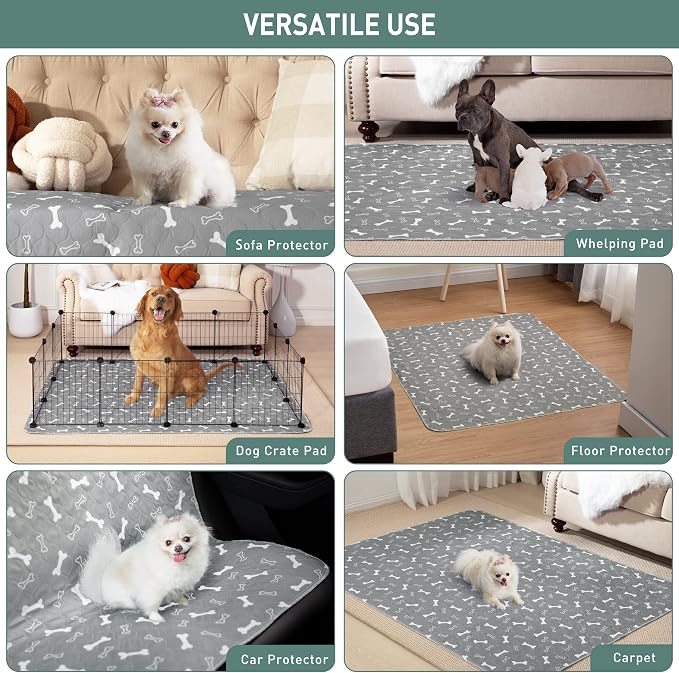 Eterish Reusable Washable Pee Pads for Dogs Extra Large 48'' x 60'' 2 Pack, Absorbent Pet Puppy Dog Training Pads Non-Slip, Waterproof Whelping Potty Pads for Dogs Leak-Proof