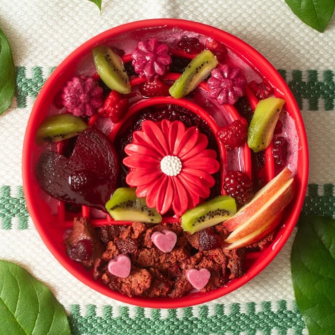 Should We Go? Slow Feeder Dog Bowls - Medium Size Silicone Slow Eating Dog Bowl for Puppies & Dogs with Suction Cup -Dishwasher-Safe, Lick Mat Design, Reduces Gulping,for All Breeds,7.5”x1.5”- Cherry