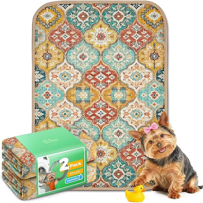 FXW Washable Pee Pads for Dogs, Super Absorbent, 17" x 23", 2 Packs | Machine washable, Non-slip backing