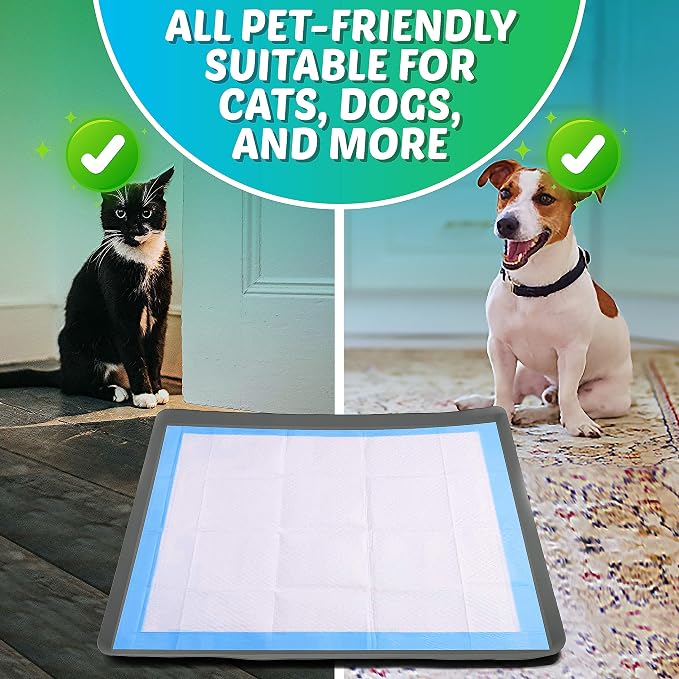 TidyFriend 2 Pack Dog Pee Pad Holder Tray Fits for 36” x 36” Wee Wee Pee Pads - Stable Grip, Raised Edges, Quick-Wipe Silicone Surface Dog Potty Tray Holder for Indoor Flooring Protection (Grey)