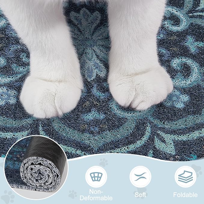 Unicorn Catcher 33"x22" Cat Litter Mat Non-Slip Washable Litter Box Mat | High-Density PVC Litter Catcher Mat Efficiently Traps Scattered Litter From Paws To Keep Floors Clean