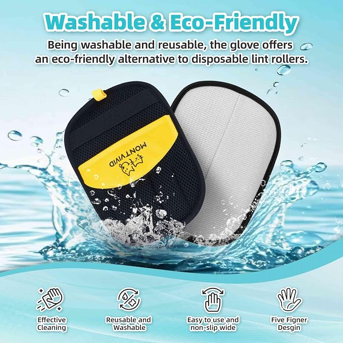 Pet Hair Removal Glove, Upgraded Electrostatic Pet Hair Remover, Reusable Five-Finger Magic Brush, Effectively Removes Dog & Cat Hair from Couch, Carpet, Clothes, Furniture & Car Seat
