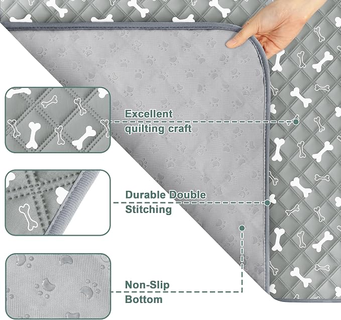 Eterish Reusable Washable Pee Pads for Dogs Large/Extra Large 36'' x 41'' 2 Pack, Absorbent Pet Puppy Dog Training Pads Non-Slip, Waterproof Whelping Potty Pads for Dogs Leak-Proof