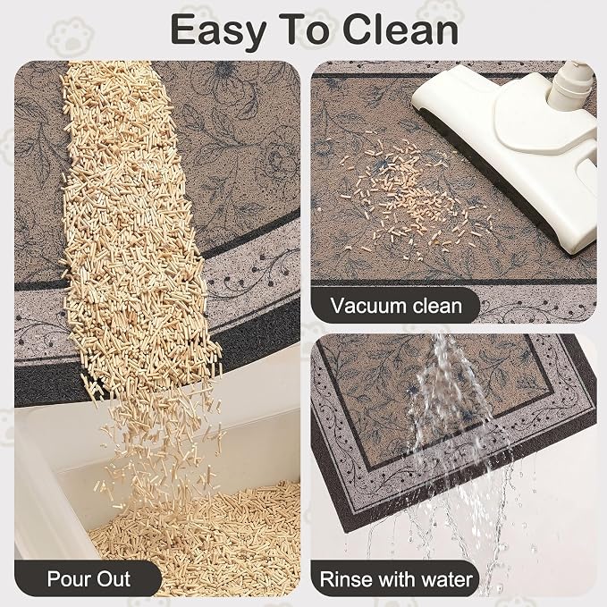 Glittme Cat Litter Mat, 33"x22" Non-Slip Washable Trapping Mat for Cats | Litter Trapping Mat With Thick PVC Coil To Catch Scatter, Soft On Paws And Waterproof Bottom To Protect Floors