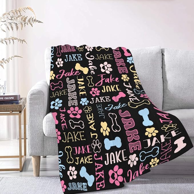 Custom Dog Blankets with Pictures, Personalized Name Blanket for Pets, Customized Pet Photo Throw,The Lightweight Blanket All-Season 40"x30" for Pets