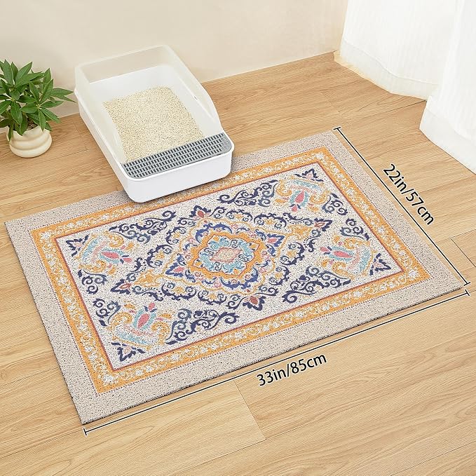 Unicorn Catcher 33"x22" Cat Litter Mat Non-Slip Washable Litter Box Mat | High-Density PVC Litter Catcher Mat Efficiently Traps Scattered Litter From Paws To Keep Floors Clean