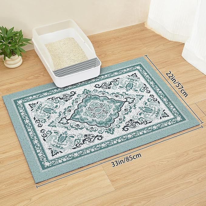 Unicorn Catcher 33"x22" Cat Litter Mat Non-Slip Washable Litter Box Mat | High-Density PVC Litter Catcher Mat Efficiently Traps Scattered Litter From Paws To Keep Floors Clean