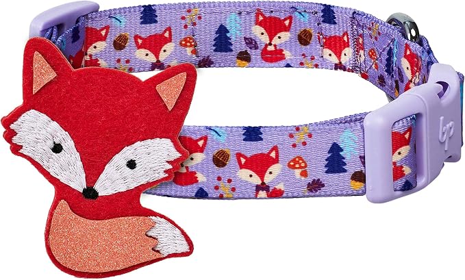 Blueberry Pet Red Fox Adjustable Dog Collar with Detachable Décor, Small, Neck 12"-16"