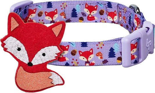 Blueberry Pet Red Fox Adjustable Dog Collar with Detachable Décor, Small, Neck 12"-16"