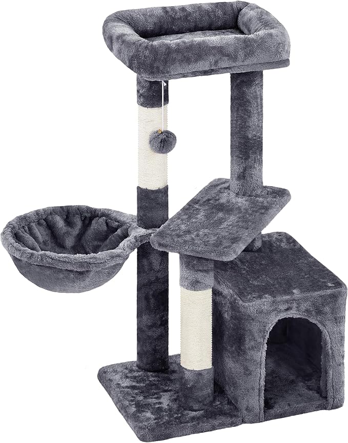 Topeakmart Cat Tree, 34in Cat Tower, Multi-Level Cat Condo with Extra Scratch Boards and Sisal Posts as Kitty Activity Center Pet Stand Tree for Indoor Kittens
