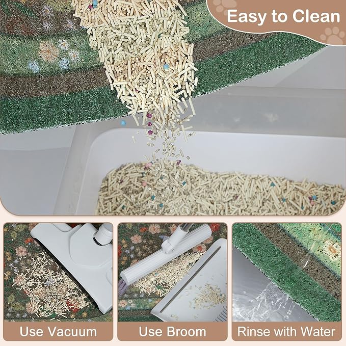 Bienbee Cat Litter Mat, 33" x 22" Dense Trapping Mesh for Litter Boxes | Litter Box Mat with PVC Mesh, Waterproof &Urineproof, Non-Slip Grip, Soft On Kitty Paws and Easy to Clean to Protect Floor