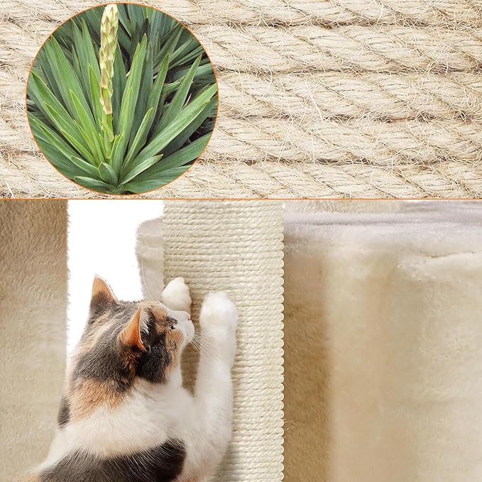 Topeakmart Multilevel Cat Tree Cat Scratching Posts Cat Houses and Condos with Condo & Nest & Platform & Basket for Indoor Cats and Kittens Play & Rest as Activity Center 33in
