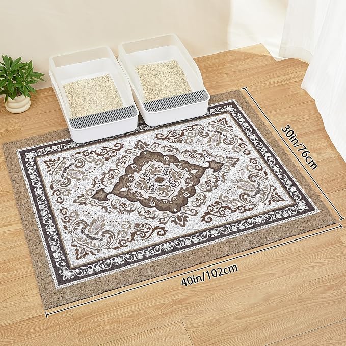 Unicorn Catcher 40"x30" Cat Litter Mat Non-Slip Washable Litter Box Mat | High-Density PVC Litter Catcher Mat Efficiently Traps Scattered Litter From Paws To Keep Floors Clean