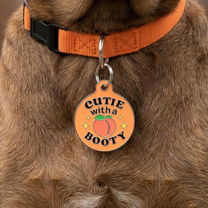 Bad Tags Personalized Dog and Cat ID Tags in 25+ Designs and 2 Sizes - 5 Lines of Custom Engraved Text - Funny Cute Personalized Pet Tags (Cutie with A Booty, Small (1 inch))