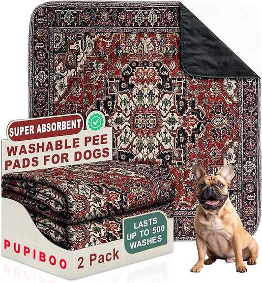 PUPIBOO Washable Pee Pads for Dogs and Cats - Super Absorbent Reusable Puppy Training Pads - 100% Waterproof, Leak-Proof & Non-Slip Whelping Pads for Pet Housebreaking