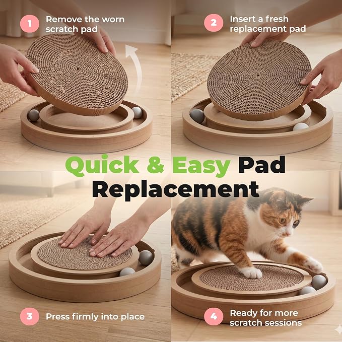 Best Pet Supplies Catify Cat Scratcher, Fun Interactive Scratchers, Posts, Poles, Claw Safe, Furniture Saver Indoor Play Support Natural Cat Behaviors Heavy Duty - Round(5 Pack)
