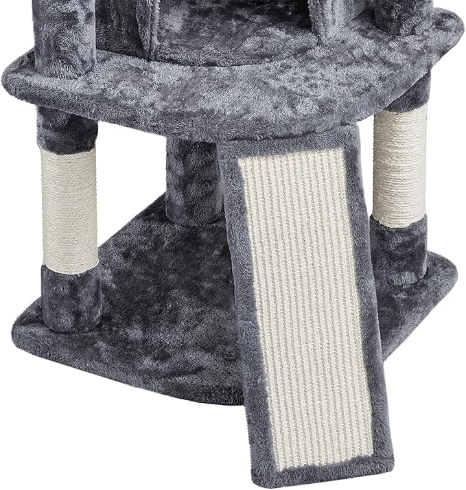 Topeakmart Cat Tree, 42in Multi-Level Cat Furniture with Perch, Scratching Posts, Hammock & Condo, Dark Gray