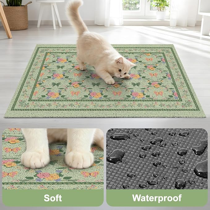 Unicorn Catcher 33"x22" Cat Litter Mat Non-Slip Washable Litter Box Mat | High-Density PVC Litter Catcher Mat Efficiently Traps Scattered Litter From Paws To Keep Floors Clean