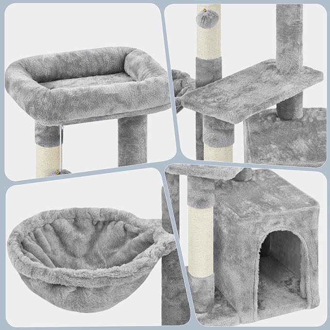 Topeakmart Cat Tree 34in Cat Tower Plush Cover with Condo, Platform & Basket for Indoor Kittens, Cat Furniture Activity Tree