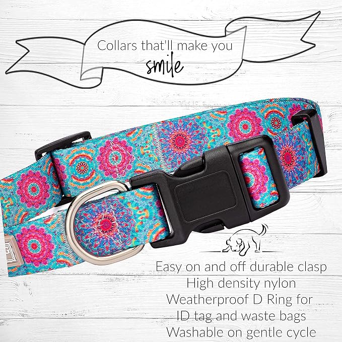 Lucky Love Dog - Adjustable Dog Collar with Easy Click Buckle for Medium, Durable, & Comfortable for Male & Female Dogs, Pet Collar for Puppies & Adult Dogs - Clara, Medium