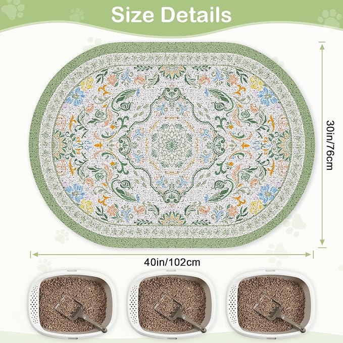 Bienbee Cat Litter Mat, 40" x 30" Dense Trapping Mesh for Litter Boxes | Litter Box Mat with PVC Mesh, Waterproof &Urineproof, Non-Slip Grip, Soft On Kitty Paws and Easy to Clean to Protect Floor