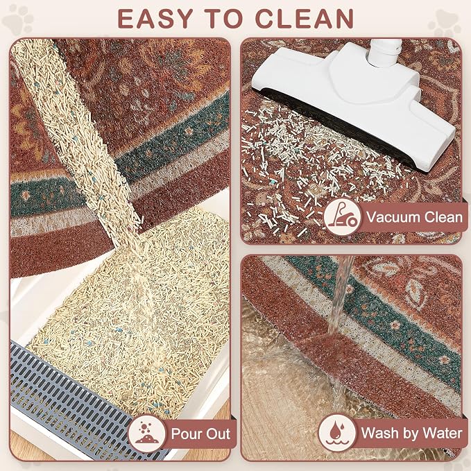 Unicorn Catcher 33"x22" Cat Litter Mat Non-Slip Washable Litter Box Mat | High-Density PVC Litter Catcher Mat Efficiently Traps Scattered Litter From Paws To Keep Floors Clean