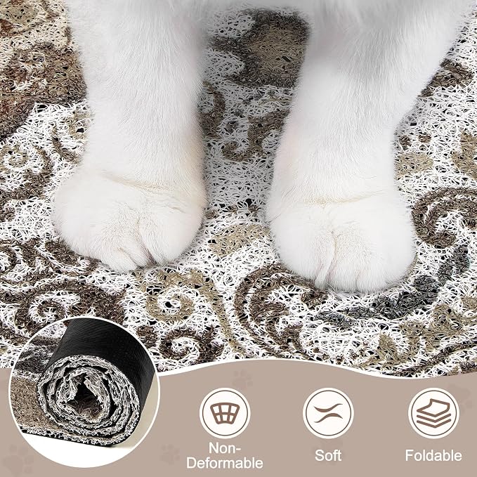 Unicorn Catcher 24"x15" Cat Litter Mat Non-Slip Washable Litter Box Mat | High-Density PVC Litter Catcher Mat Efficiently Traps Scattered Litter From Paws To Keep Floors Clean